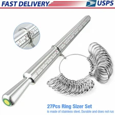 Metal Ring Sizer Guage Mandrel Finger Sizing Measure Stick Standard Jewelry Tool