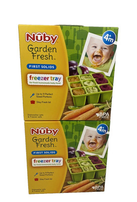 Set of Two Nuby Garden Fresh Freezer Trays w/Lids, BPA Free, Baby's First Solids