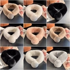 100% Real Rex Rabbit Fur Collar Winter Scarf Shawl Stole Wrap Neck Warmer