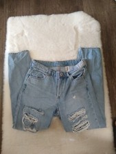 Boyfriend Denim Distress Jeans Straight Leg Size 4