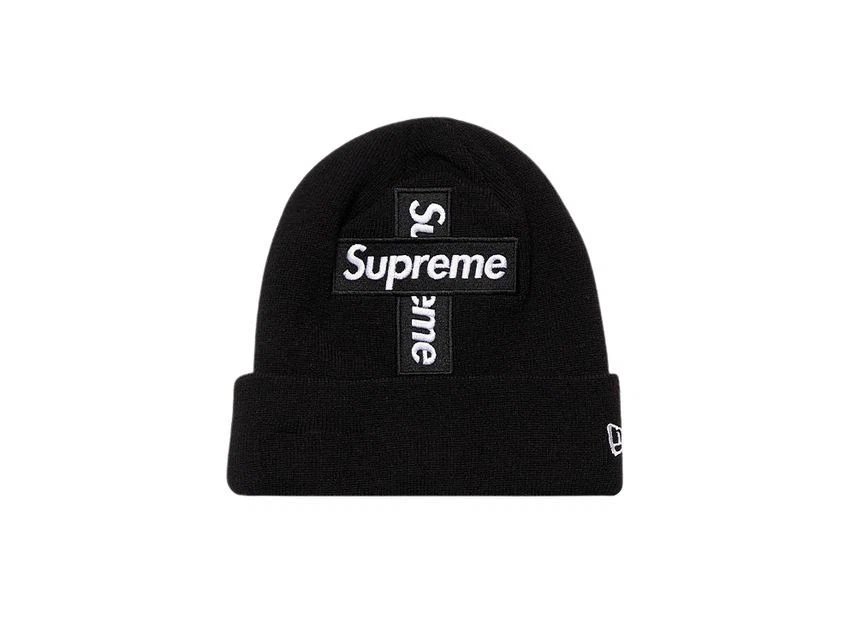 Bonnet noir avec logo boîte croisée Supreme New Era