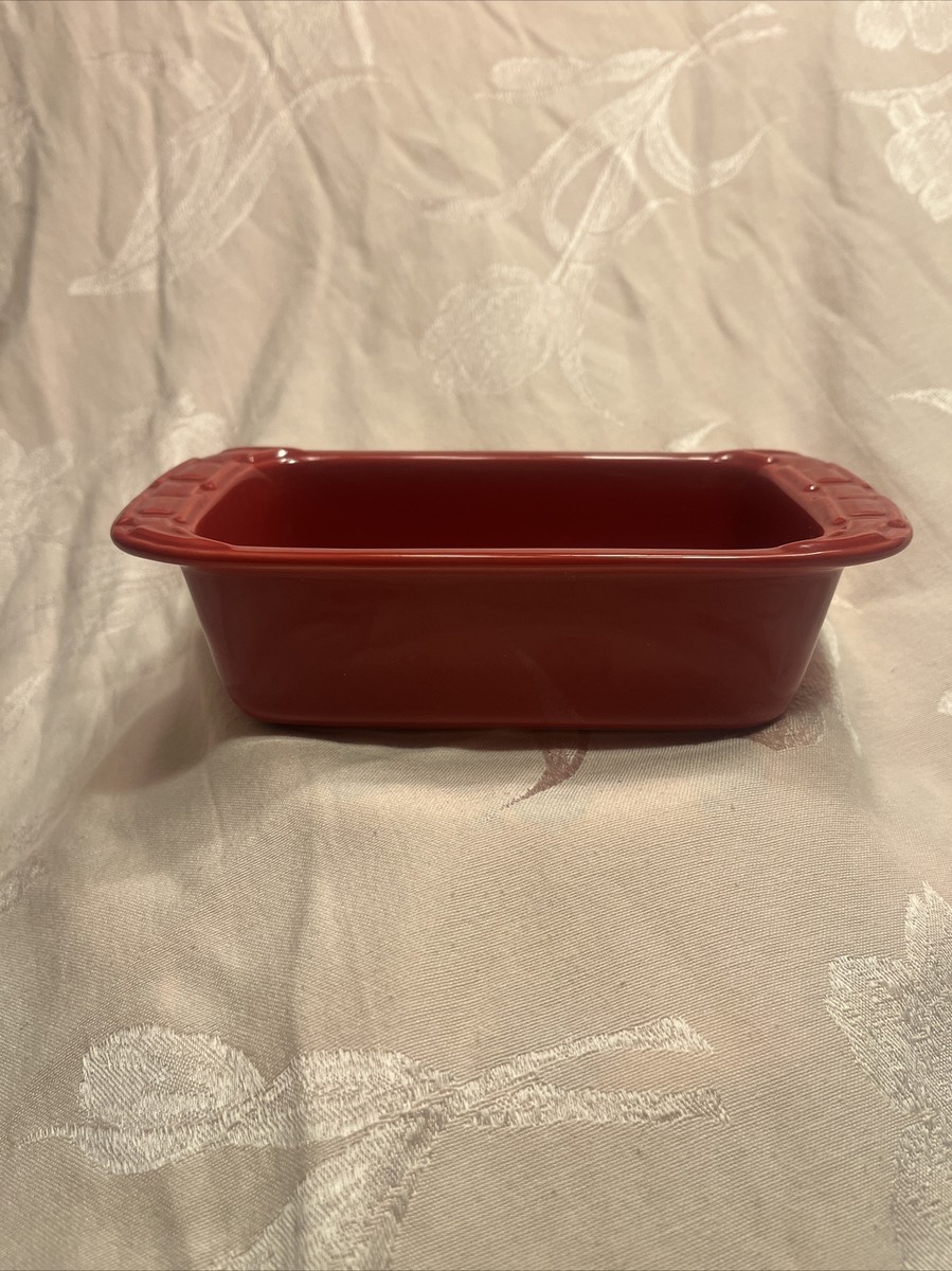 Longaberger Pottery Woven Traditions Tomato Red Small Loaf Pan