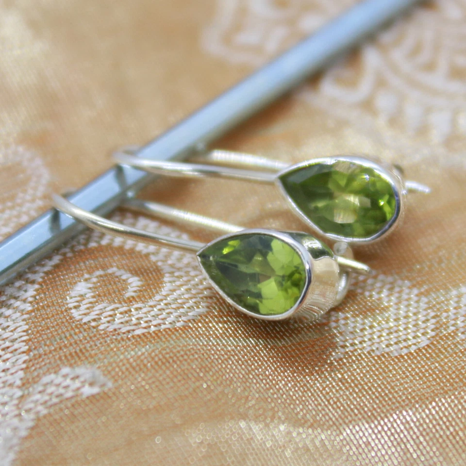Peridot Ohrhänger echt Silber 925 Ohrringe Tropfen Sterlingsilber Grün hvts - Bild 3 von 4
