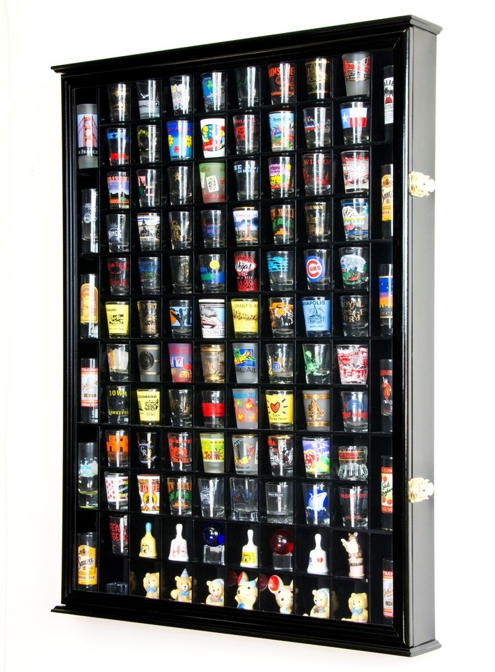 108 Shot Glass Shotglass Shooter Display Case Holder Cabinet Wall Rack ...