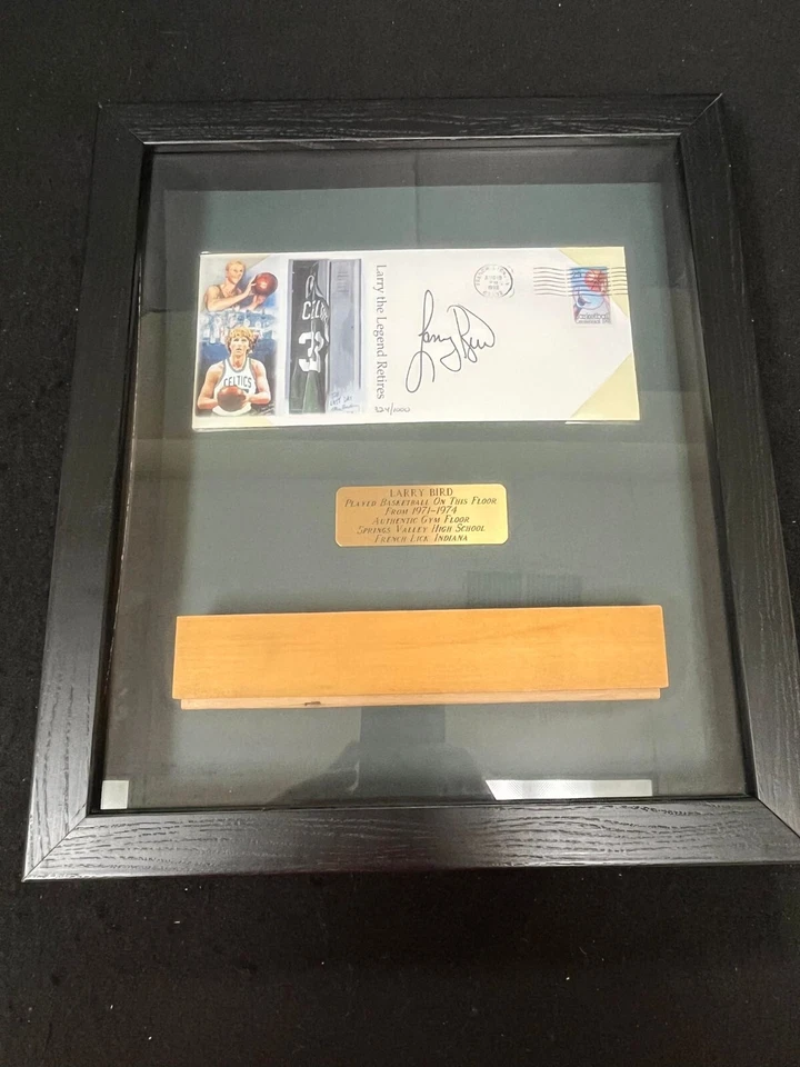 ЛАРРИ ПТИЦА ПОДПИСАННЫЙ КОНВЕРТ И ЧАСТЬ СРЕДНЕЙ ШКОЛЫ СПОРТЗАЛ ПОЛА ТЕНИ КОРОБКА /1000 - Изображение 2 из 4