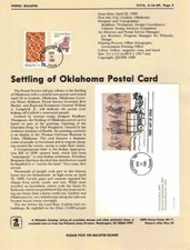 #UX130 15c Settling of Oklahoma Postal Card- Postal Bulletin Flat w/Tied FDC