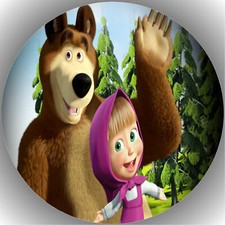Cake Topper Birthday Party Cake Image Fondant Wafer Masha and the Bear P6