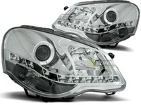 Scheinwerfer Paar VW Polo 9N3 05-09 Daylight LED Chrom