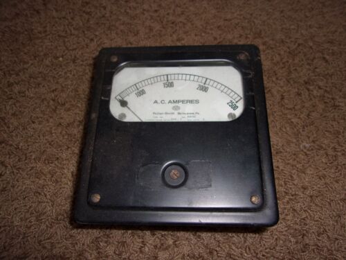 Vintage Roller-Smith Amperes AC Meter Guage - Large  7" x 7" - 2500V 5A  - Picture 1 of 2