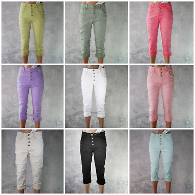   JEWELLY Schmuckknöpfe Trendfarben Capri Bermuda Baggy Jeans Hose *348