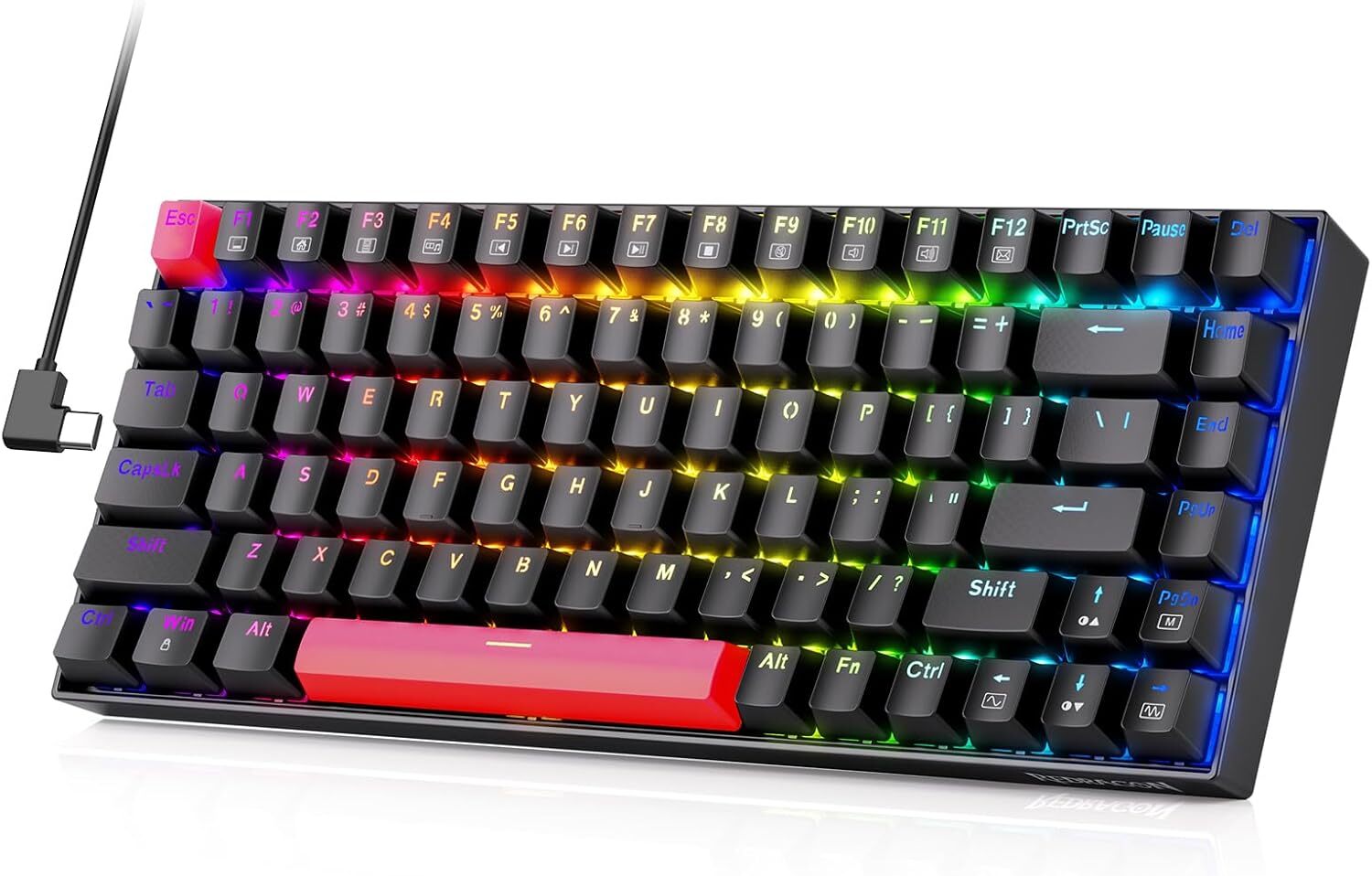 Macro ... Mechanical Keyboard  Full RGB 75% Gaming Keyboard with Red Switches-image