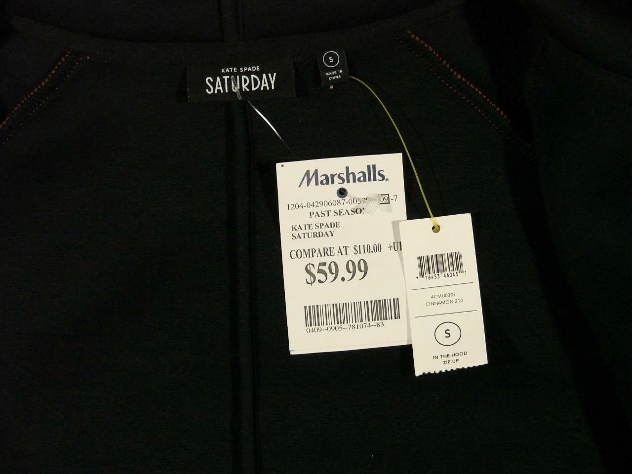 Felpa con cappuccio zip intera Kate Spade Saturday In The Hood nuova con etichette Small S cannella