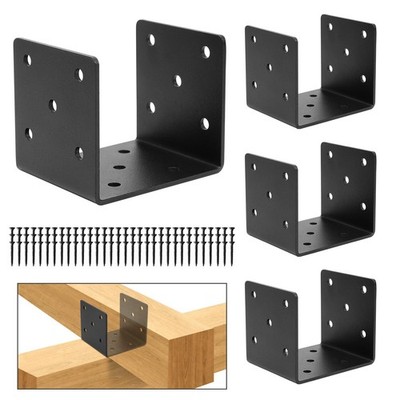 4 PCS Heavy Duty Steel Half Post Base,4x4 Post Anchor Connector,Joist Hanger ...