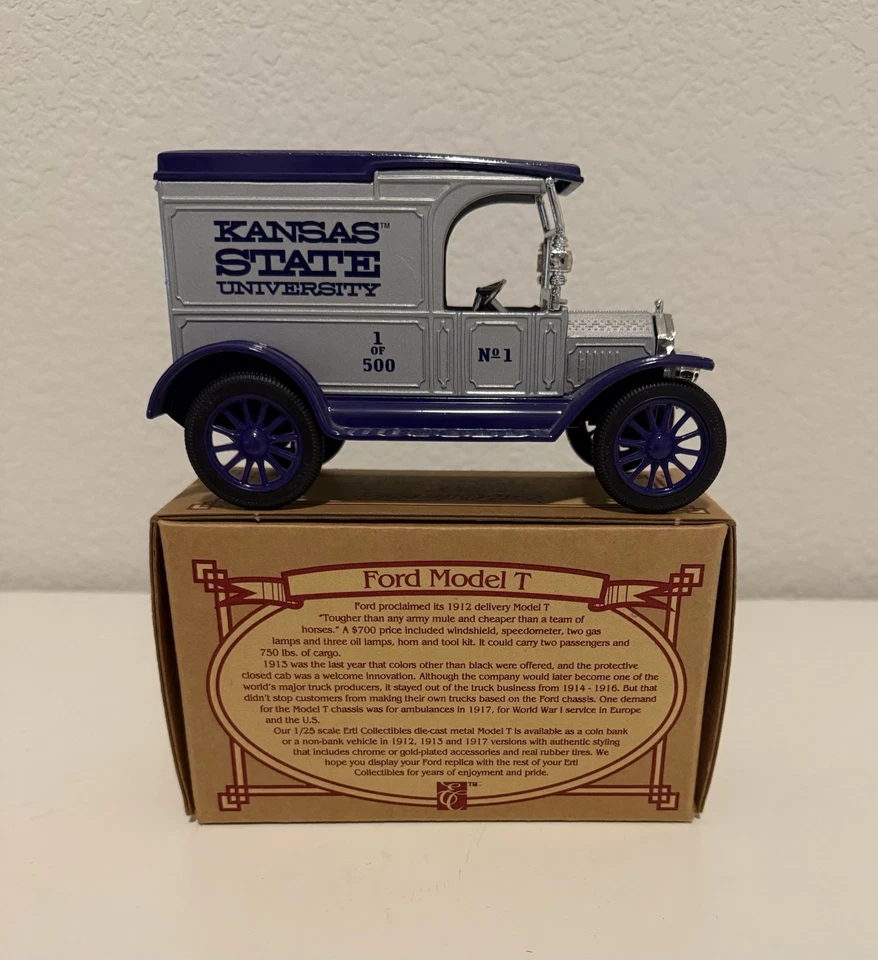 Kansas State University Wildcats KSU Ertl 1913 Ford Model T Delivery Van Bank - Image 3 of 4
