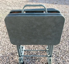 PICK UP ONLY!!!!          Vintage Cosco TV Trays Blue with Rolling Base