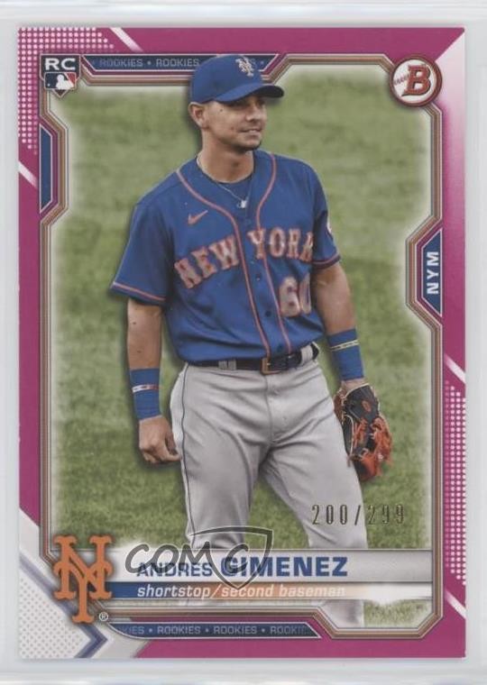 2021 Bowman Fuchsia Border 200/299 Andres Gimenez #8 Rookie RC 09k3