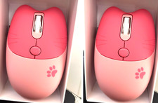 2x Wireless Compact Silent Mouse with Cute Cat Designs, 2.4GHz Plug and Play Wir