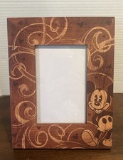 Mickey Mouse Disney Theme Parks 4 x 6 Wood Inlay Picture Frame 9 3/8 x 7 3/8