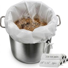 5 Pack Brew Bags, 250 Micron in a Bag BIAB Grain 18" X 16", White