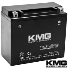 12V Battery KMG ATV Motorcycle Snowmobile Utility Vehicle AGM Battery YTX24HL-BS