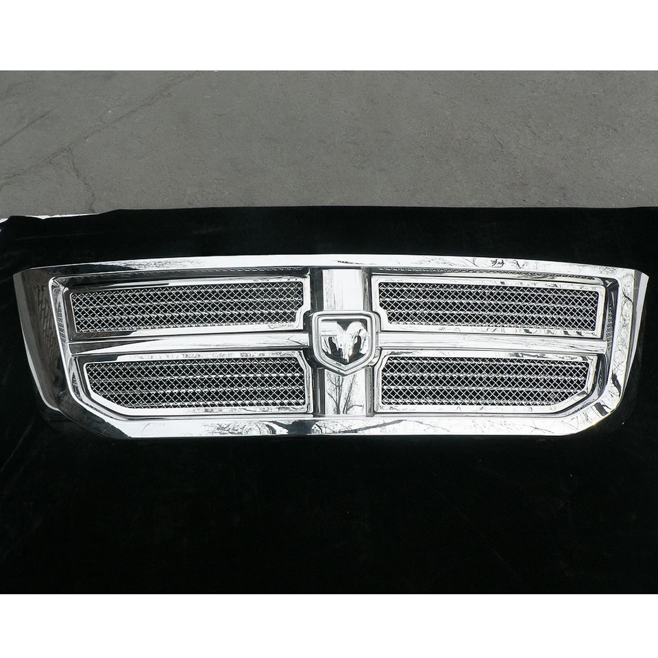 Inserto de rejilla de malla cromada de acero inoxidable superior principal para Dodge Dakota 2008-2011 Foto 2 de 3