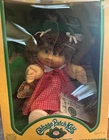 1983 Cabbage Patch Double Poodle Brown Hair Violet Eyes  Red Checked Dress - NIB