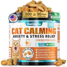Cat Calming Treats, 500 Crunchy Creamy Calming Cat Treats with Melatonin, C...