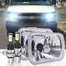 FIT For Chevy Express Cargo Van 1500 2500 3500 Pair 7x6 5x7 LED Headlights Hi/Lo