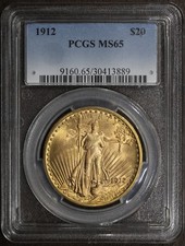 1912 (MS65) Saint Gauden's Gold Double Eagle $20 PCGS - Rare St Gaudens