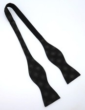HERMES Paris Black  Silvery Gray 100 Silk Bow Tie, 34" x 2 1/4"