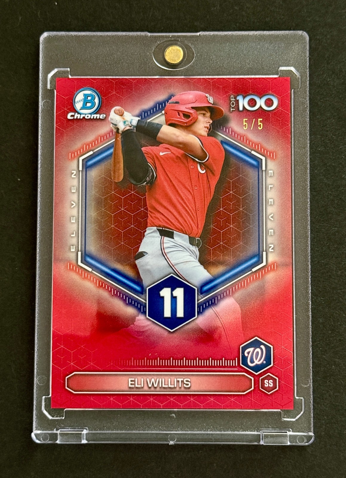 Eli Willits RED #/5 2026 Bowman Scouts' Top 100 Refractor Card Nationals