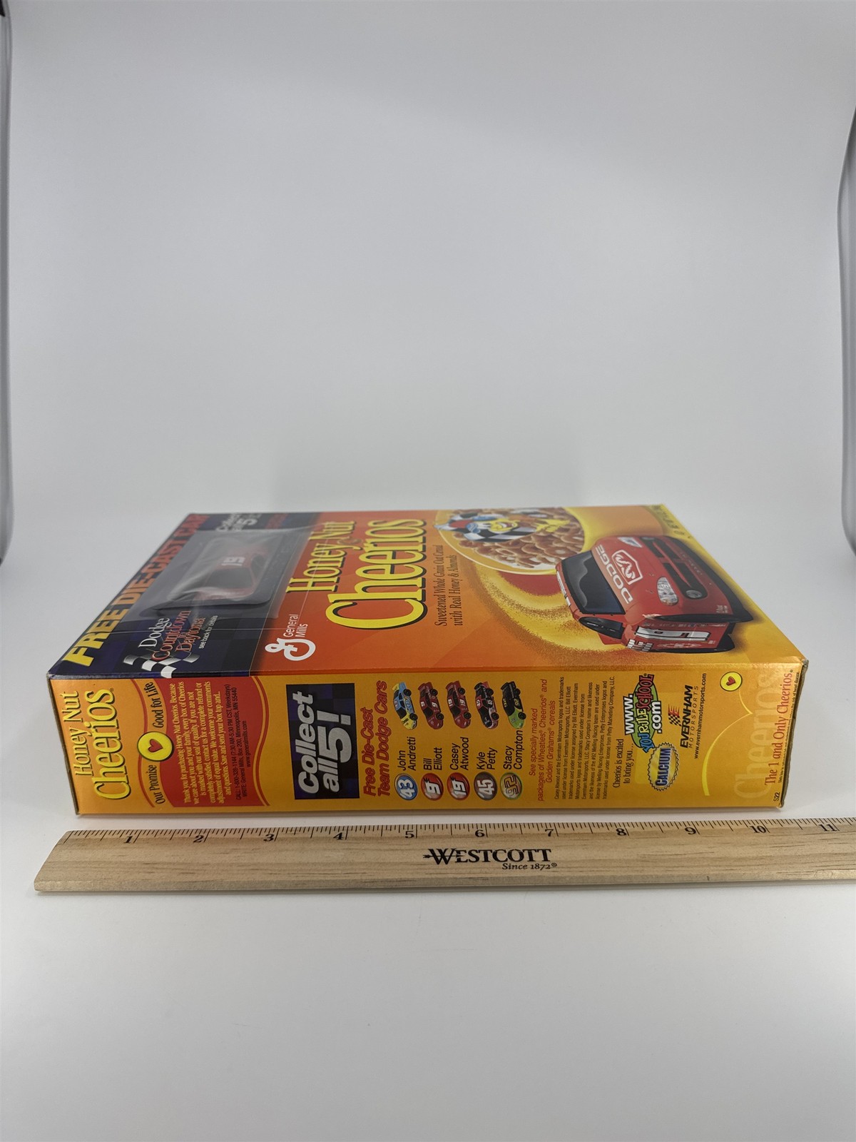 General Mills Honey Nut Cheerios Unopened Cereal Box W/ Free Die-Cast Dodge Car 