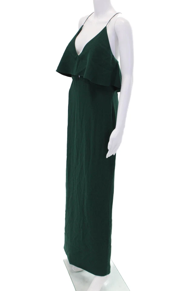 Vestido Style Stalker para mujer crepé en capas cuello en V sin mangas verde talla S Foto 2 de 4