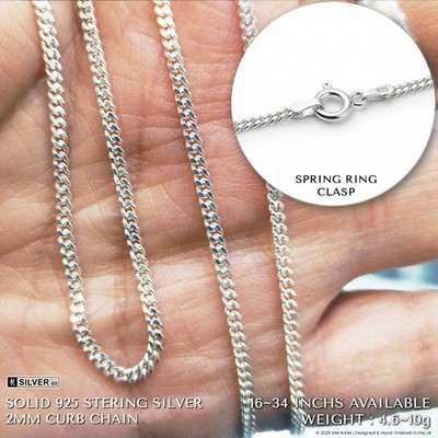 925 Sterling Silber 16 - 32 Zoll 2 mm breit starke Panzerkette Halskette  Qualität