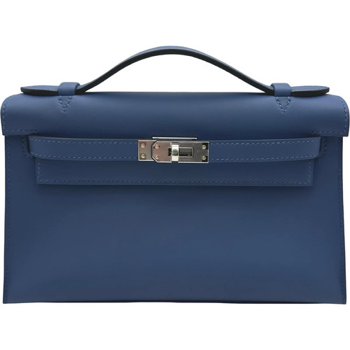 HERMES Pochette Kelly Swift Leather Handbag K Stamp #OKB236