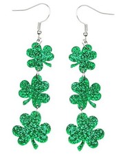 St Patricks Day Green Shamrock Clover Earrings for Women, Irish St. Patrick's