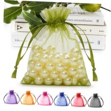 50 Pcs Organza Bags 3 4'', Small Mesh Gift Bag with 1 count Pack of 50 Green