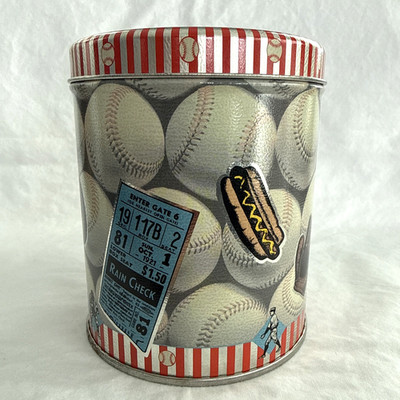 Vintage WRIGHT & DITSON Regulation League Baseball Metal Tin Can Bank Clean