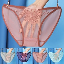 Women Underwear Lace Mesh Comfortable See-through Breathable Large Size Briefs