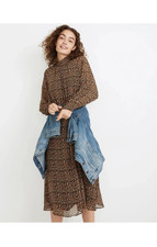 Madewell Rust Ivory Georgette Smocked Neck Midi Dress Small Folktale Paisley