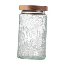 34 OZ Vintage Glass Jar with Lid, Airtight Food Storage Canisters with Bamboo