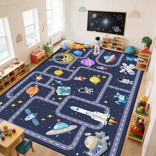 Ftbniqwrhn Space Rug 5X7 Feet Kids Area Rug For Boys Room Bedroom Galaxy Solar