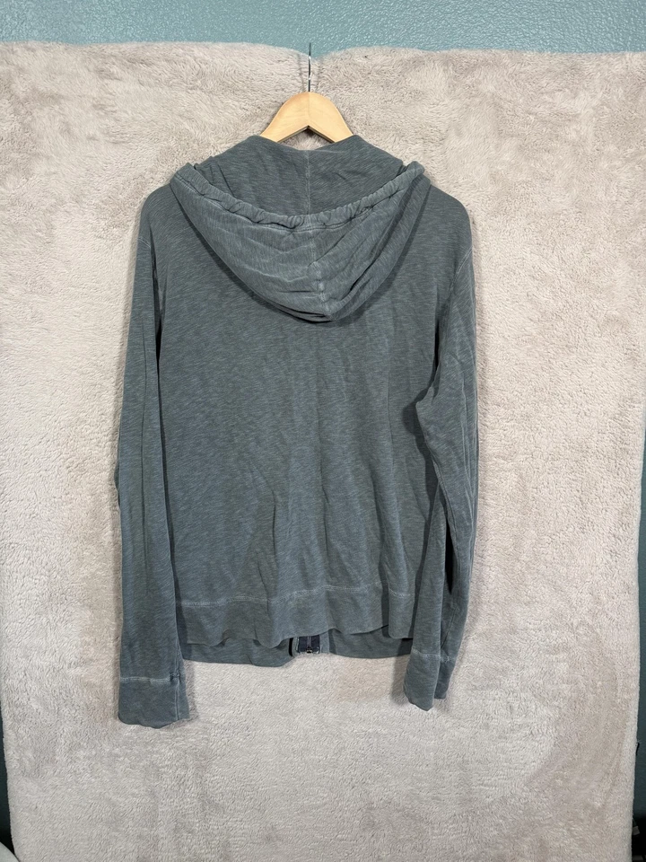 James Perse Sudadera con Capucha Mujer Gris Medio Cremallera Completa Prenda Teñida Algodón Hecha en EE. UU. Foto 3 de 4