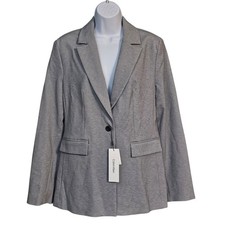 Calvin Klein Classic One-Button Tailored Blazer Jacket Heather Grey Sz M Career