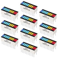 10PCS 10 Segment 4-Color LED Bar Graph Display, Red, Yellow, Green, Blue, DIY