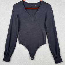 Abercrombie Fitch Women Size S Bodysuit One Piece Top Small Soft Thong Black