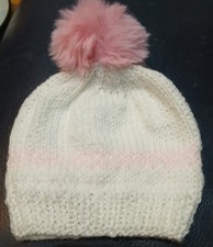 Gorgeous baby handknit pompom hats 0-6 months 
