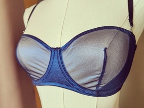 NWT Maison Close Luxury Lingerie Blue Angel Mesh Underwire Balconette 32D