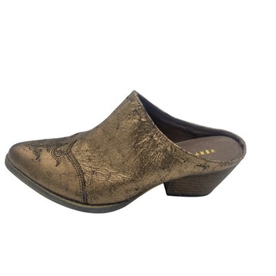 Very Volatile Daytons Shoes Womens Size 8 Brown Western Mule Block Heel Slip On