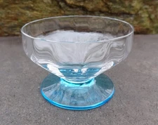 Fostoria Glass Aqua Blue Base LOOP OPTIC Open Salt Dip, Cellar, Dish!